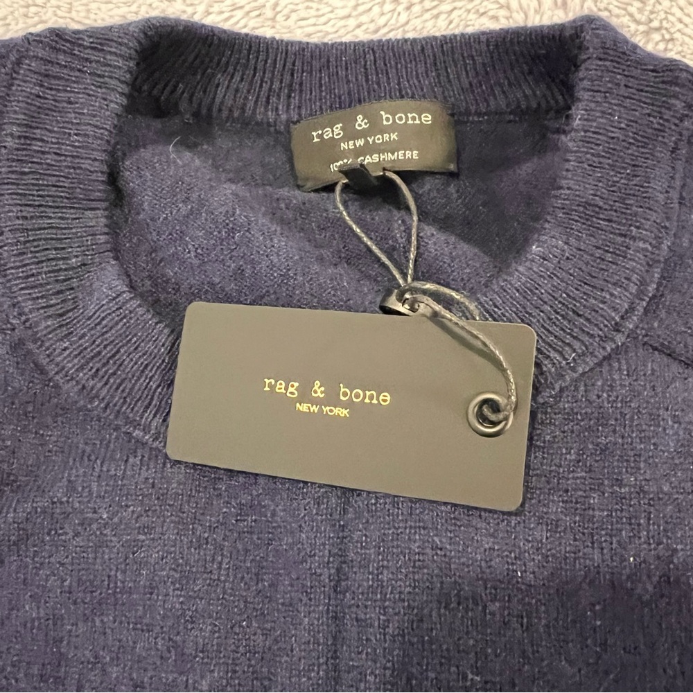 NWT Rag & Bone Peter Men's Deep Blue Crewneck Sweater Retail $465